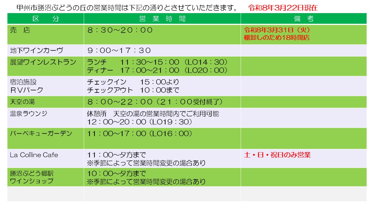 現在の営業時間